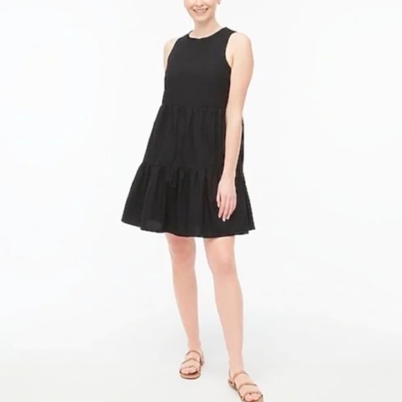 J. Crew Dresses & Skirts - J.Crew Sleeveless Tiered Ruffle Neck Dress Size 8 Cotton Poplin, Pockets, Lined